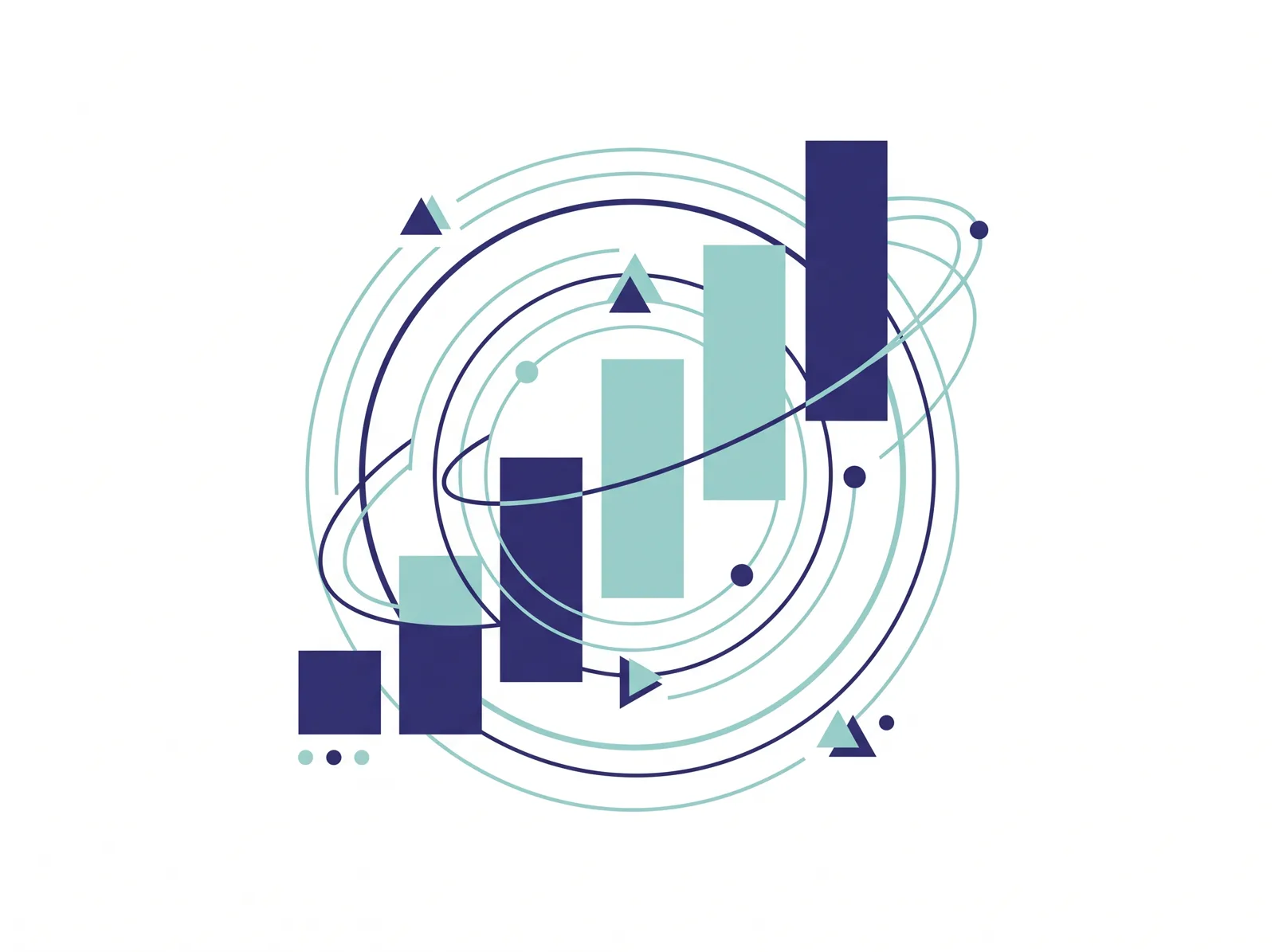 Abstract illustration of a marketing analytics dashboard with ascending growth bars