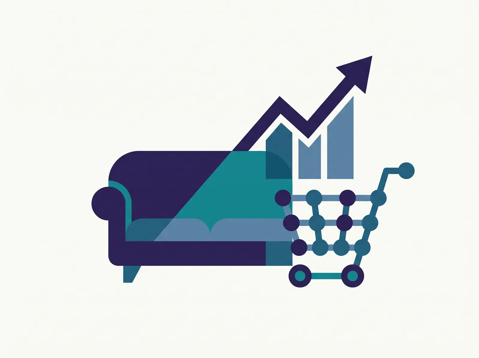 Illustration representing a home and living e-commerce brand's growth
