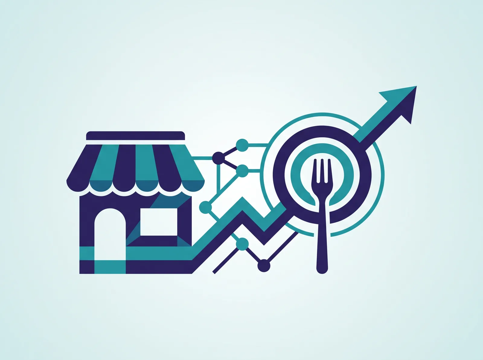 Illustration representing a food and beverage chain's growth through digital marketing