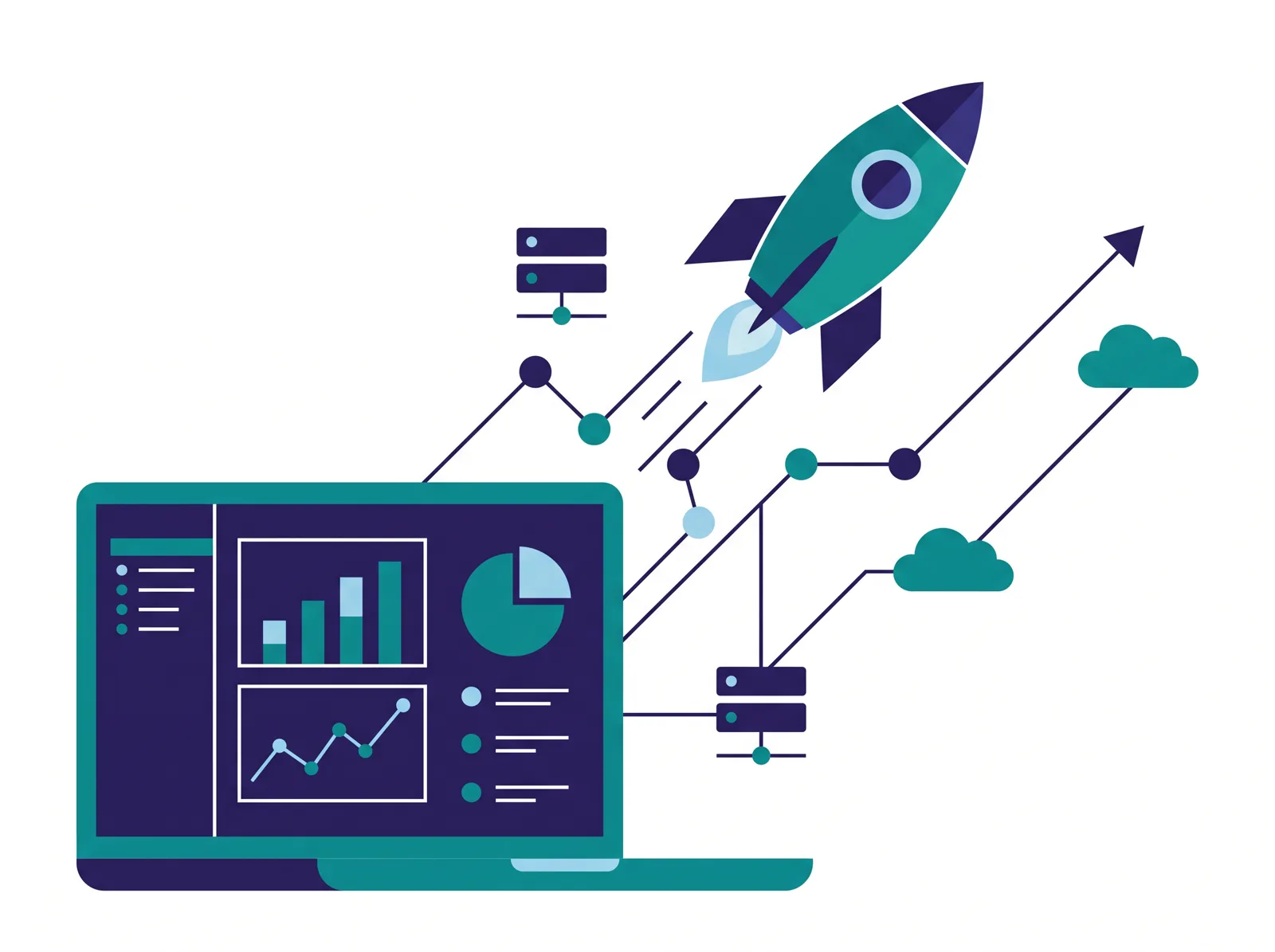 Illustration representing a B2B SaaS startup's marketing growth